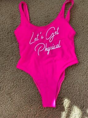 Hot Pink "Let's Get Physical" One-Piece Swimsuit